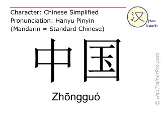 English translation of 中国 ( Zhongguo / Zhōngguó ) - China in Chinese